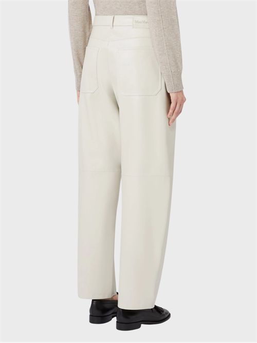 Barrel-leg coated fabric trousers with leather-style detailing S' MAX MARA | 2619781031600001